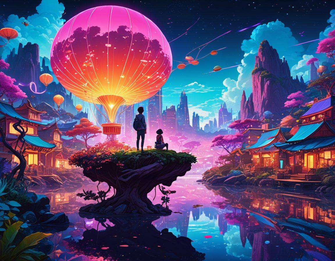 A captivating blend of vibrant anime and adult comic art styles, showcasing a whimsical and colorful world filled with intriguing characters in dynamic poses. Incorporate elements of fantasy with whimsical backgrounds like neon cityscapes and fantastical landscapes, emphasizing the diversity of themes from romance to adventure. The characters should express strong emotions, adding to the allure of the vivid world they inhabit. Incorporate a mix of playful and mature elements to reflect the content of the blog. super-realistic. vibrant colors. 3D.