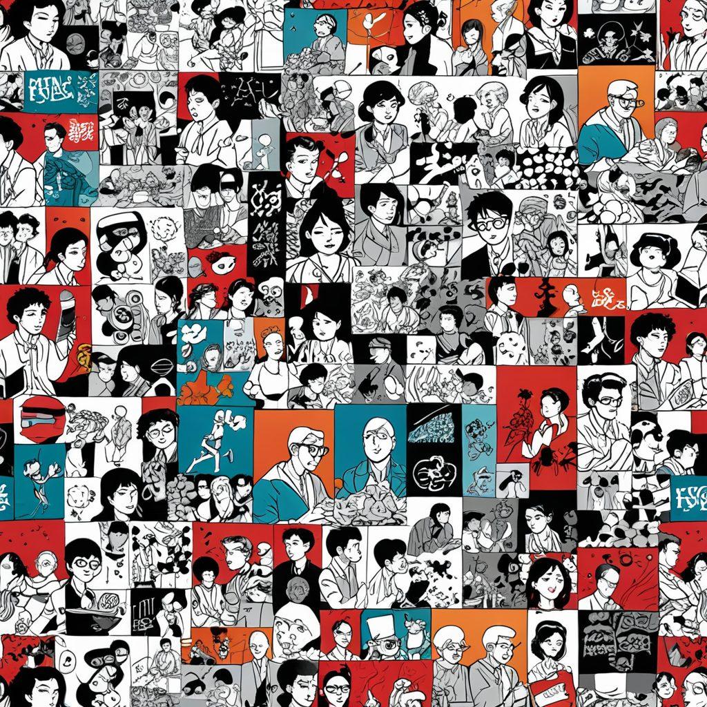 A vibrant collage showcasing the evolution of adult animation and comics, featuring distinct styles from traditional hand-drawn hentai to modern digital formats. Include nostalgic elements like vintage comic panels, iconic characters, and a seamless blend of cultural influences from Japan. The background should have a subtle gradient reflecting artistic transformation. Include hints of technology, like digital tablets or animation software icons. vector art. vibrant colors. white background.